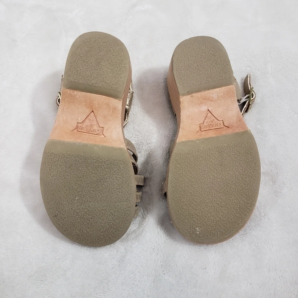 OshKosh Toddler Girls Metallic Gold Strappy Wedge Platform Ankle Sandals Size 7
